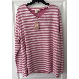 Grace & Emma Pink White Pullover Sweater Look Summer Top #5345 Size 3XL New Tags